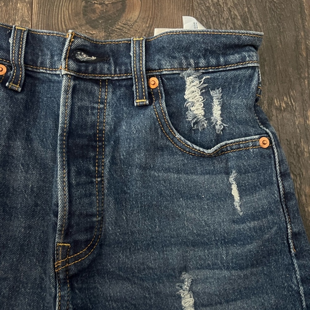 Levi's Dark Blue Denim Shorts - Picture 5 of 8